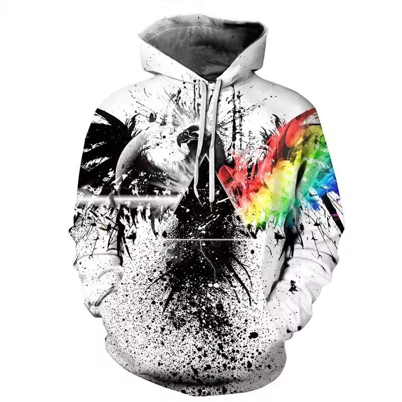 Men's Hoodie Cartoon Cat Print Y2k Sweatshirt Harajuku Hooded Shirt Pullover Casual Oversized Long Sleeve Top Men's Clothing