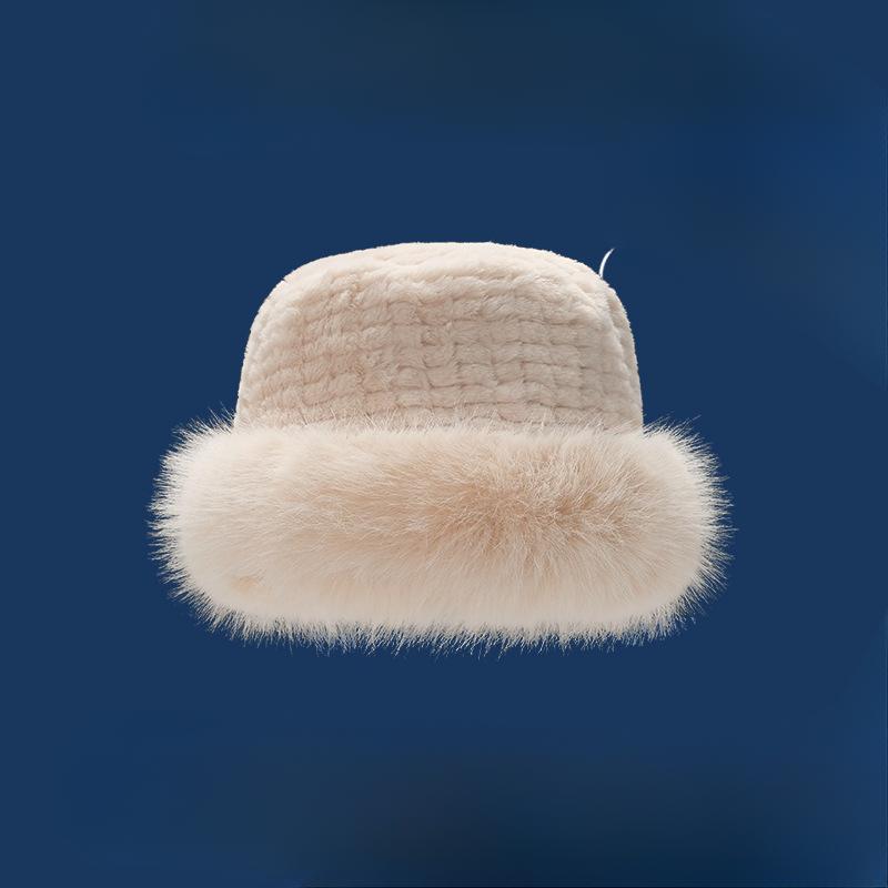 Plush Hat for Women in Winter Small Face Thick and Warm Fisherman Hat Big Head Circumference Cold Proof Basin Hat