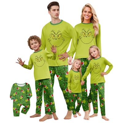 Weihnachtsdruck Süßes Familienset Schlafanzug, Hauskleidung, Familienset Langarm Oberteil Hosen Set
