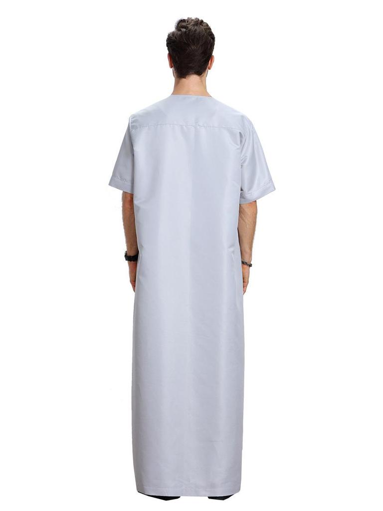 Middle East Men's Solid Color Short Sleeve Robe, TH809