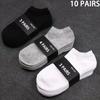 10 Pairs Men'S Polyester Boat Socks New Style Black White Grey Business Men Stockings Soft Breathable Summer For Male