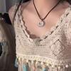 Fashion Crystal Crescent Moon Pendant Necklace Adjustable Black Rope Choker Elegant Clavicle Chain Necklace Jewelry