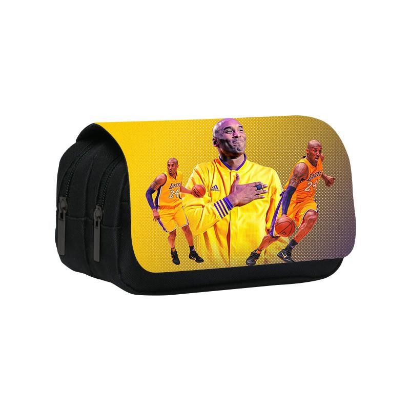 Kobe Bryant Double Layer Pencil Case With Nylon Material For Students And Nba Fans
