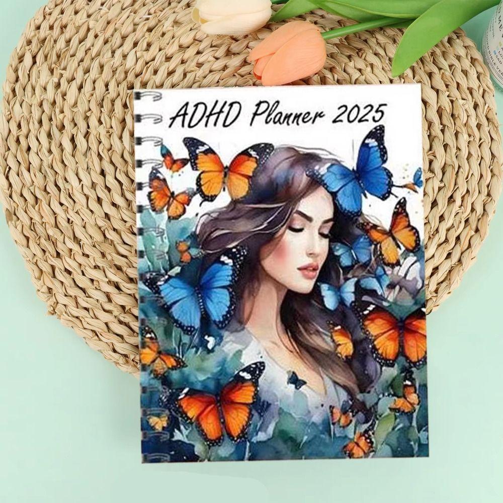 Portable 2025 ADHD Daily Planner Book Hardcover Work Study Planner Agenda Notebook  Student