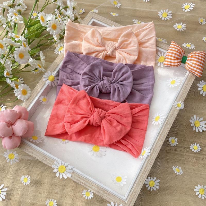 New 3pcs set, children's headband, baby nylon bow does not hurt the skin, wide headscarf, baby headband.