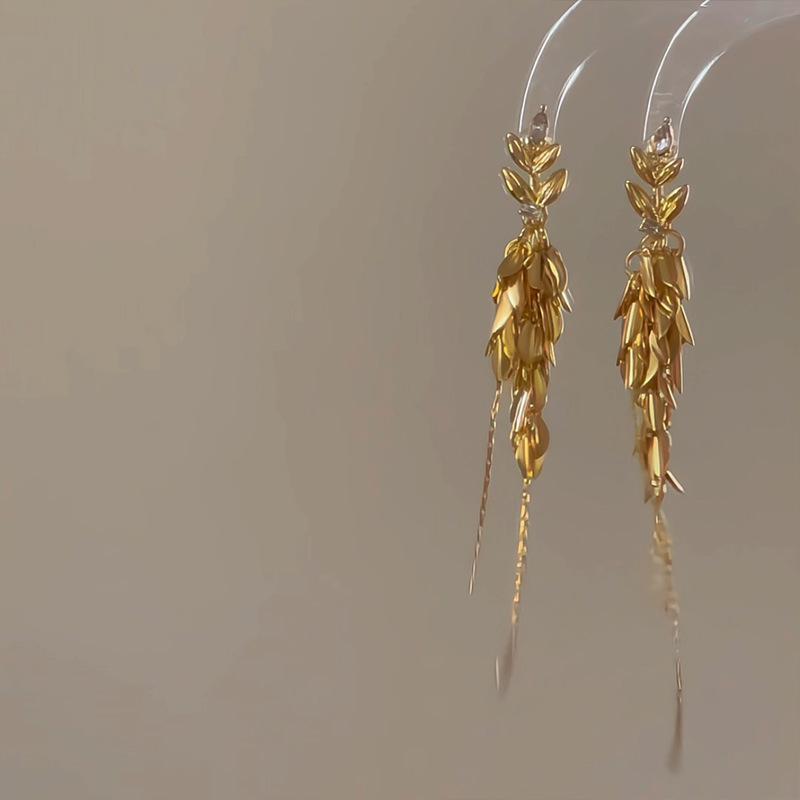 

Wheat Ear Long Tassel Earrings with Light Luxury and High-end Temperament, Niche Earrings, New Popular Earrings for Women