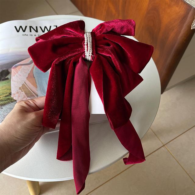 

Retro Velvet Bowknot Brooches Pearl Fabric Bow Tie Shirt Collar Pins Luxulry Jewelry Gathering Women Gathering Nuptial Bridal Brooches красный