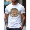 Herren T-Shirt mit Maya-Sonnenkalender Design, Archäologie-Enthusiast Vintage Totem, Atmungsaktives Freizeit-Oberteil für den täglichen Weg zur Arbeit und vielseitig tragbar