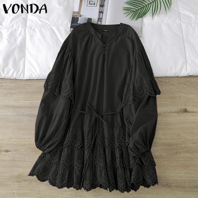 Robes d'été imprimées à manches longues et col en V pour femmes