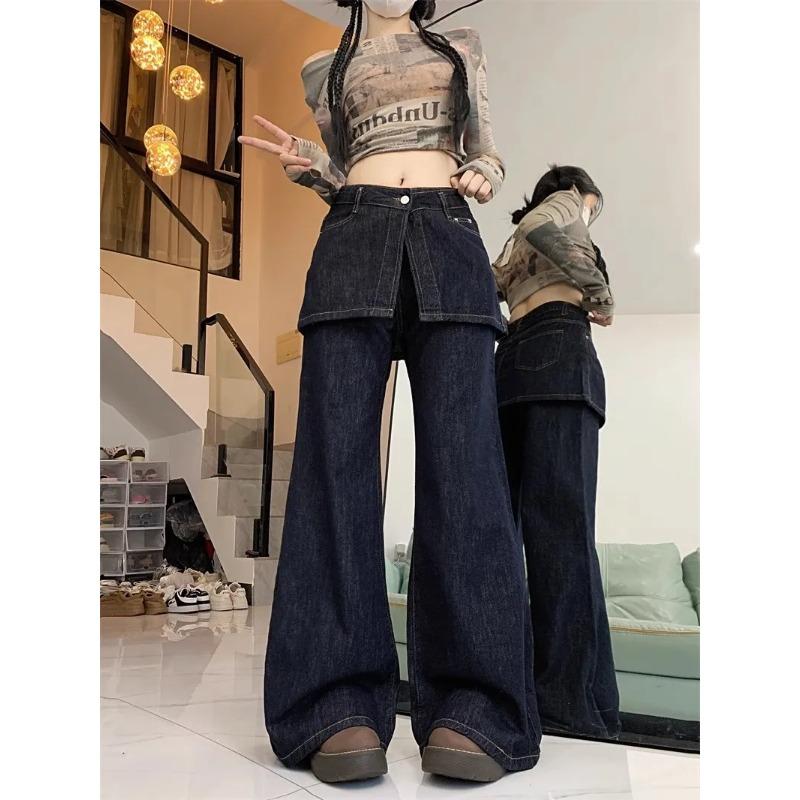 

New Design Wide-leg Jeans for Fall New High-waisted Loose Versatile Straight-leg Floor-length Trousers 3XL