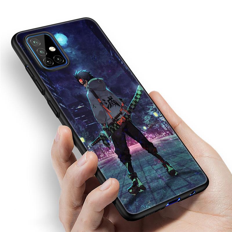 Anime Dämon Slayer Tanjiro Fall für Samsung Galaxy A12 A02S A22 A32 A52 A72 A71 A51 A41 A31 A21 A11 A50 A70 A10 A20S schwarze Abdeckung