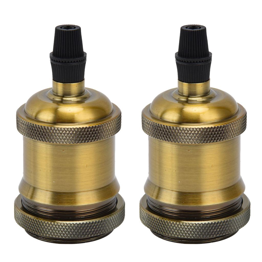 2PCS Vintage Lamp Socket Retro Aluminum Lamp Holder DIY Accessories for E26 27 Vintage BulbsYellow Bronze