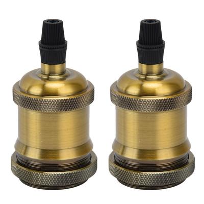 2 STÜCK Vintage Lampenfassung Retro Aluminium Lampenhalter DIY Zubehör für E26 27 Vintage GlühbirnenGelbbronze