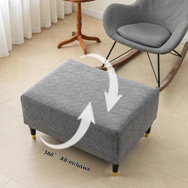High Spandex Ottoman Slipcover Rectangle Footrest Footstool Protector Covers Stretch Fabric Storage Ottoman Covers Multiple Size