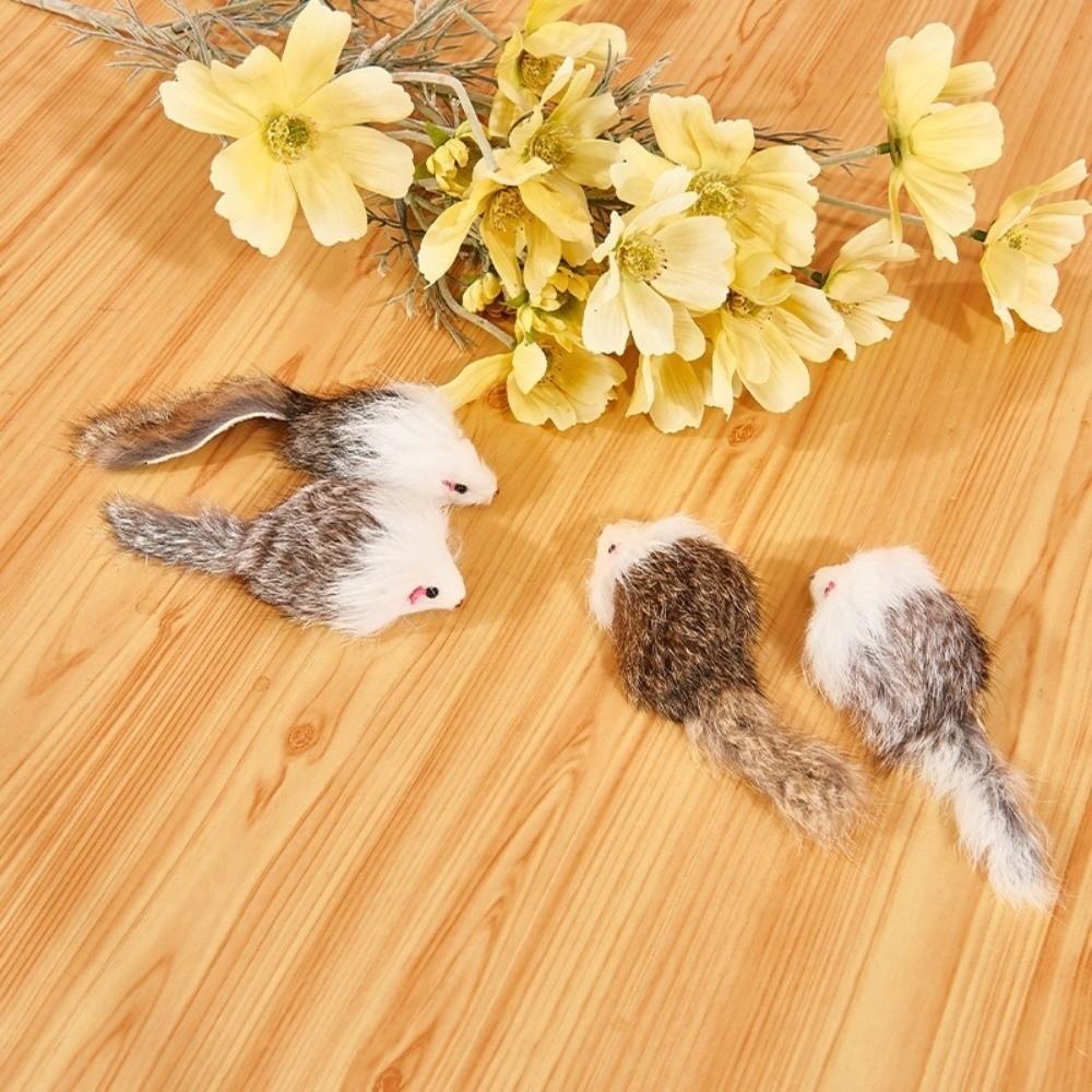 5pcs Synthetic Fiber Plush Plushie Mouse Toy Simulated Rat Interactive Cat Toy Exercise Activity