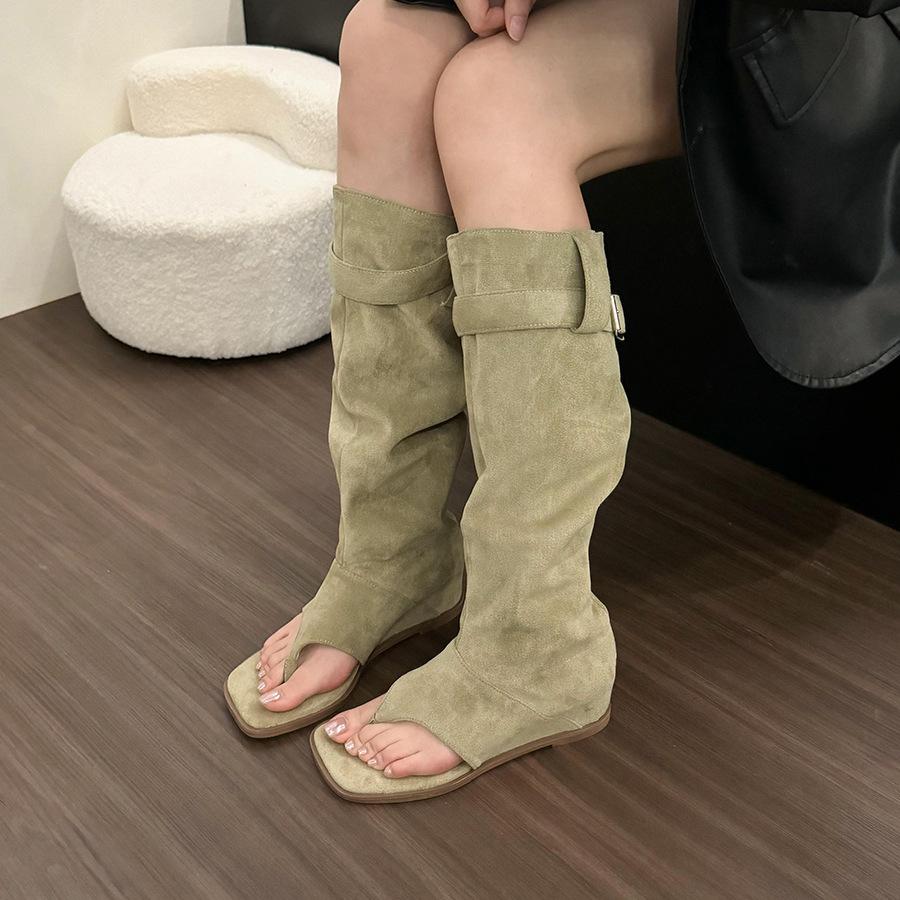 Retro niszowe wewnętrzne zwiększenie wysokości western kowbojskie jodełkowe spodnie buty nowe lato palec rzymskie sandały fajne buty