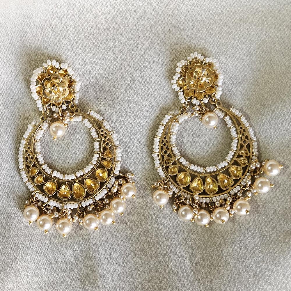 Arisha Silver gold plated 925 sterling silver ring, handmade kundan jewelry with moissanite and pearl for women, Indian jewelry