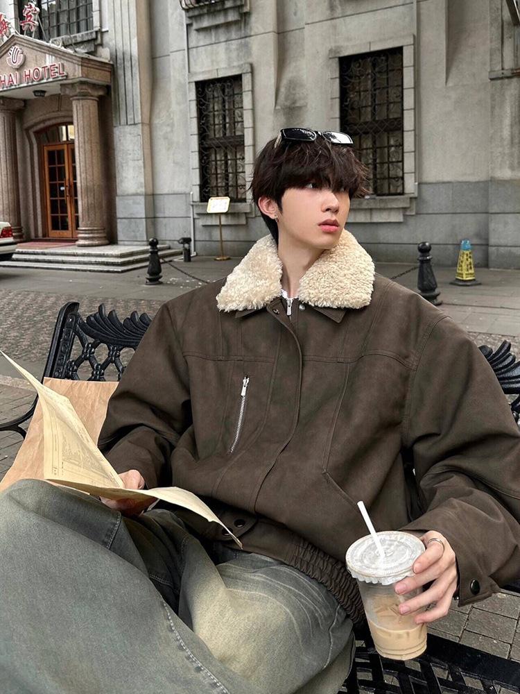 Men's Trendy American Retro Shearling Hip Hop Winter Jacket