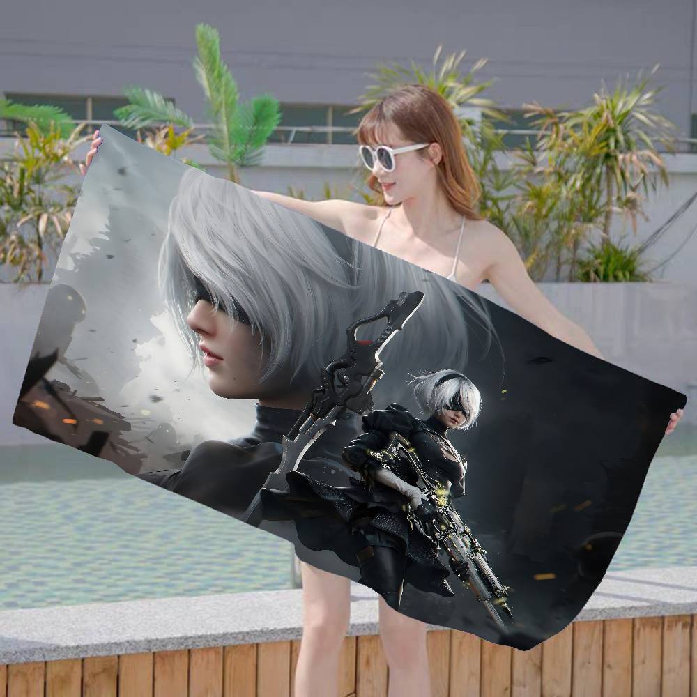 Game Nier Automata Anime Beach Swimming Towel Soft Absorbent Washcloth Children's Gifts for Kids Travel Camping Gym
