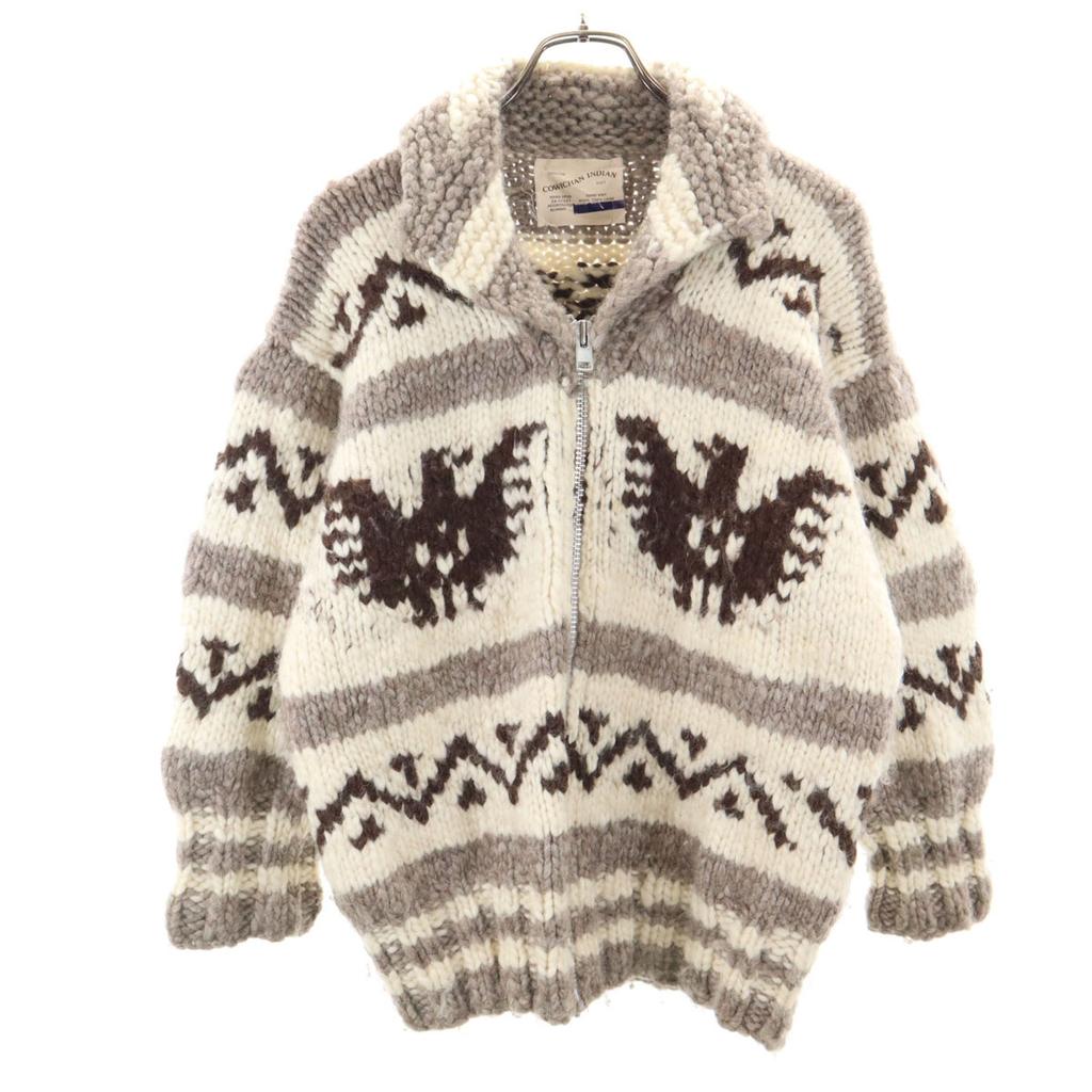 COWICHAN INDIAN 90s Old Cowichan Jacket Gray Knit Men's Used