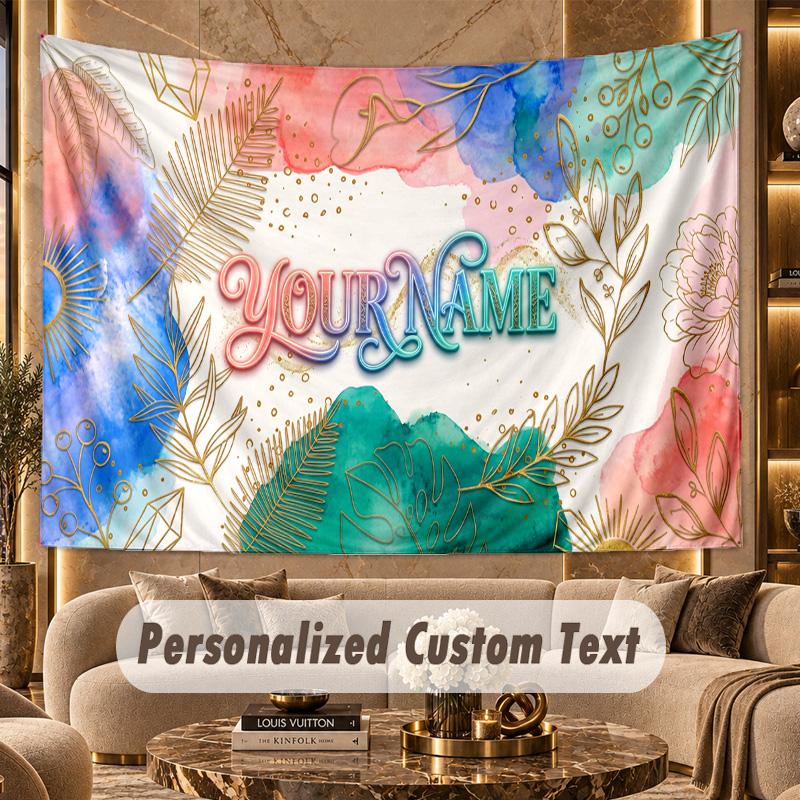 Decorative Artwork (31) Theme Personalized Tapestry Custom Name Text Wall Hanging Tapestry Home Background Decoration