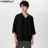 INCERUN Herren 3/4 Ärmel Henley Shirts Stehkragen Casual Tops