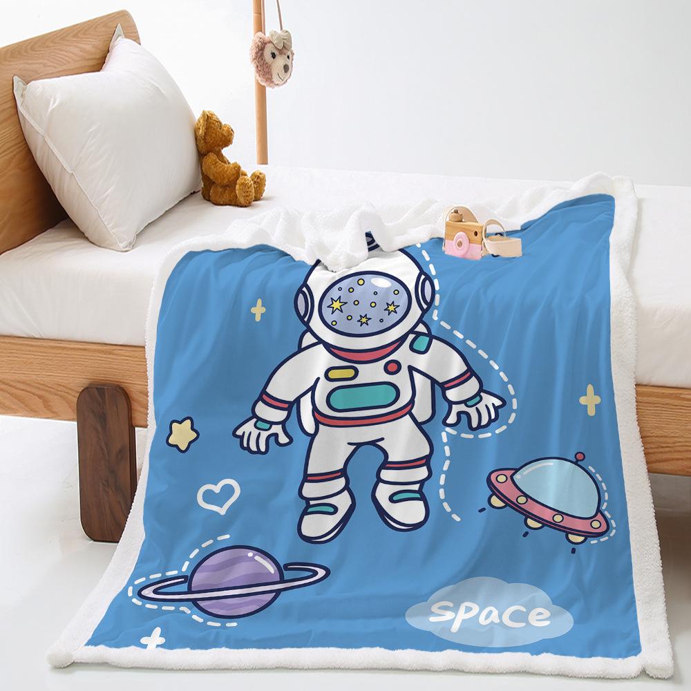 Digital Printed Wish Cartoon Student With Lamb Fleece Crystal Fleece Blanket