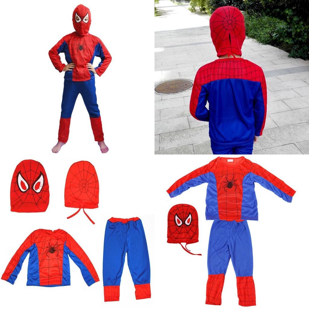 Fantástico Conjunto de Fantasia Infantil Estampado do Homem-Aranha Para Halloween e Festas