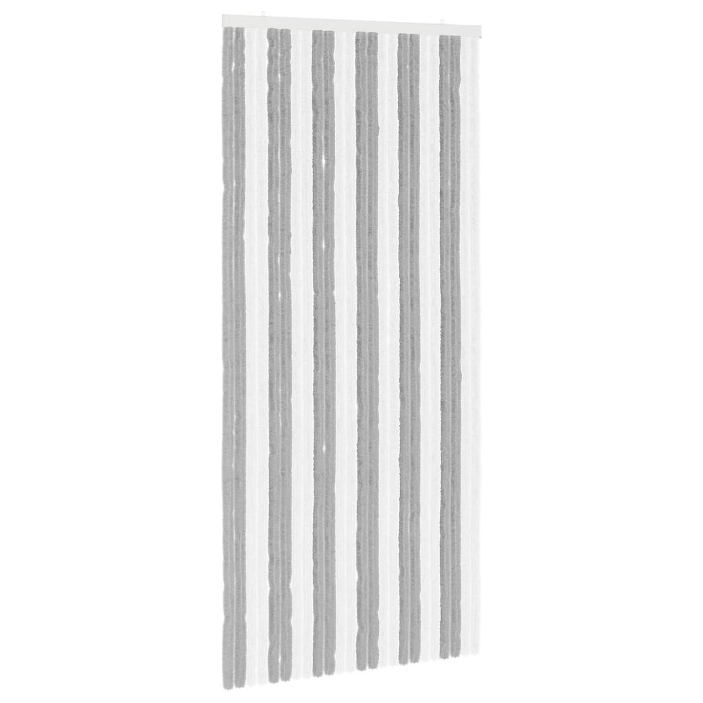 Grey and White Chenille Insect Screen Door Curtain 100 x 220 cm