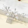 Woman's Alloy Hair Comb with Leaf Decor Woman Elegant Handmade Comb Barrette for Birthday Stage Party Hairstyle Making