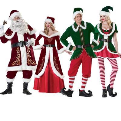 M-6XL Santa Claus Thickened Costume for Adults, Unisex One-Piece Christmas Outfit