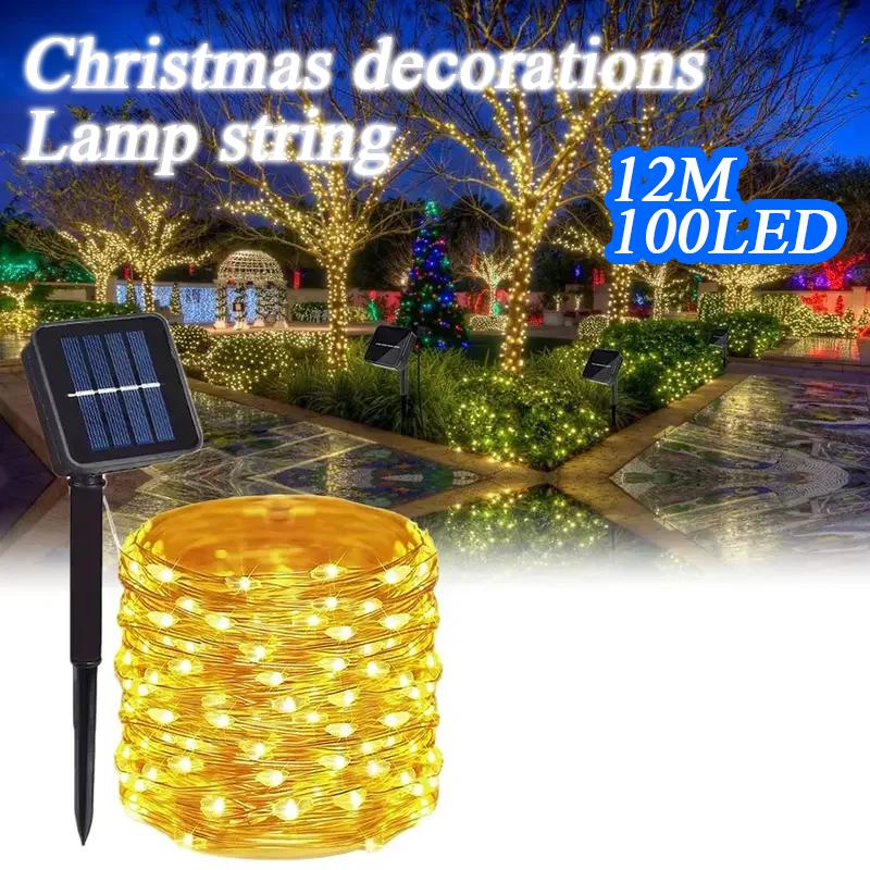 Christmas Solar Lamp LED Outdoor 7M/12M String Lights Fairy Waterproof for Holiday New Yea Party Garlands Garden Decor Lighting