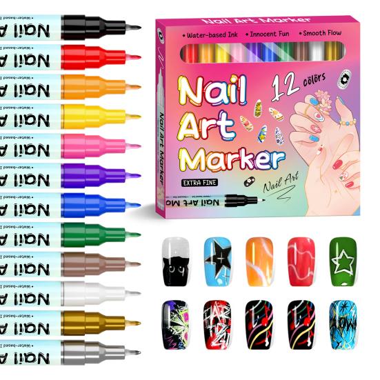 12/24Pcs Nail Art Pens Quick Nail Art Acrylic Dry 0.5MM DIY Gel Paint Markers Nail Point