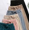2025 Spring Summer Women's Ice Silk Chiffon Pleated Wide-Leg Loose Casual Long Pants