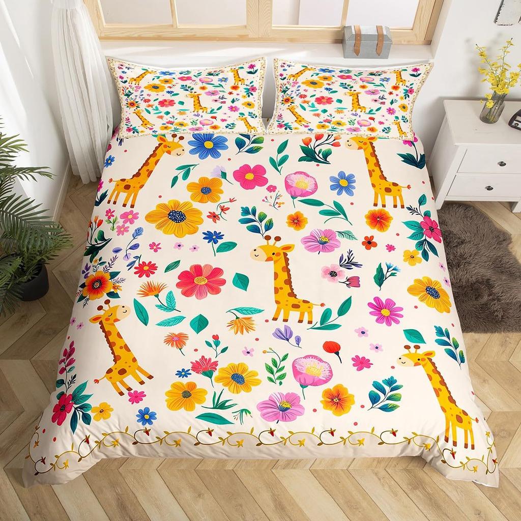 Animal Giraffe Duvet Cover 3D Digital Printing Three-Piece Bedding Set