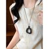 Irregular Wooden Pendant Necklace - Retro Chinese Style for Women