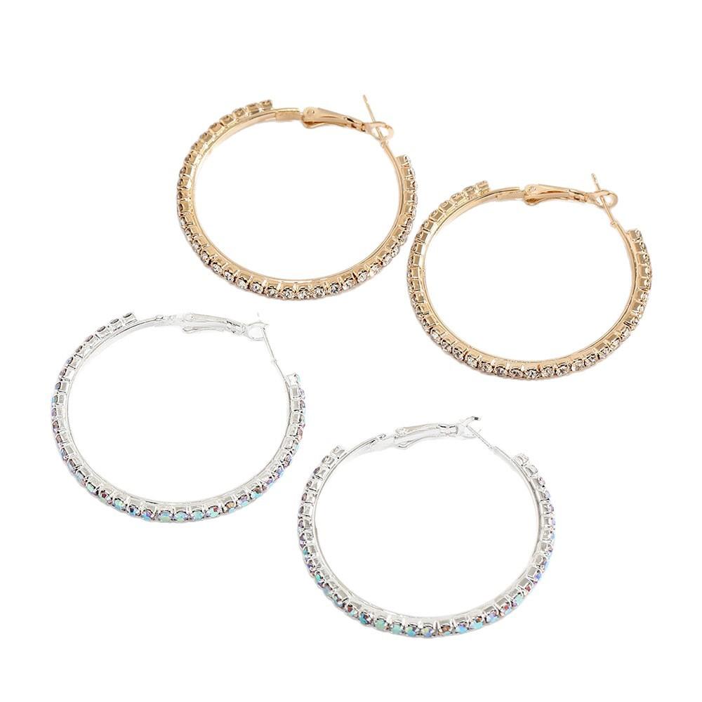 Europe, America, Full of Diamonds, Fashionable and Simple Earrings, Women's Fashion Atmosphere, Korean Version of Wearing Earrings, Versatile 