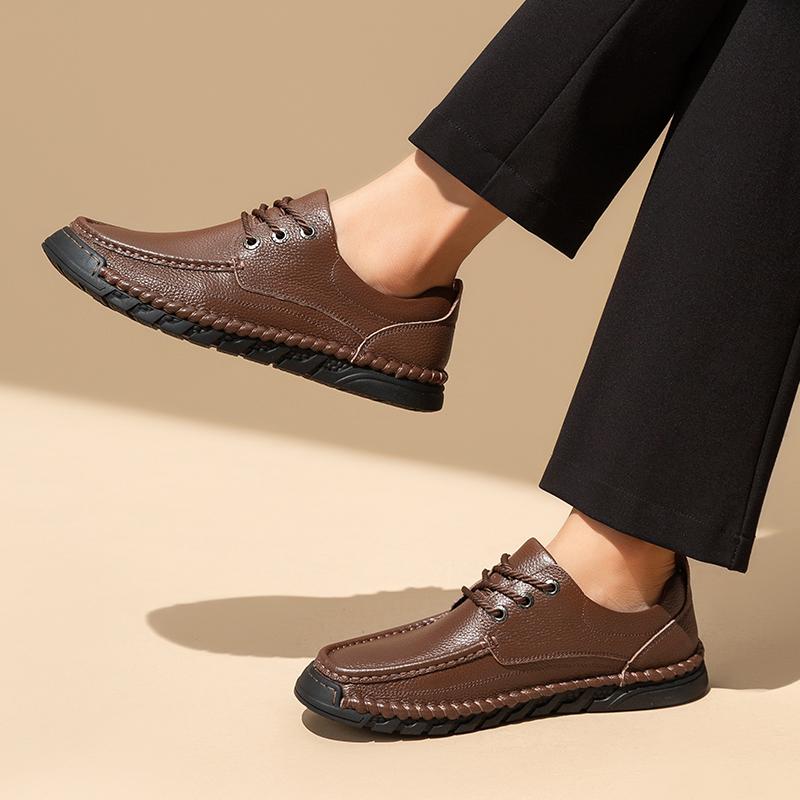 Genuine Leather Men Casual Shoes Lace-Up Male Business Shoes All-match Men's Walking Footwear Classic New Men Shoes for Wedding