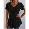 Summer Solid Color Comfortable Casual V-Neck Short Sleeve T-Shirt for Women