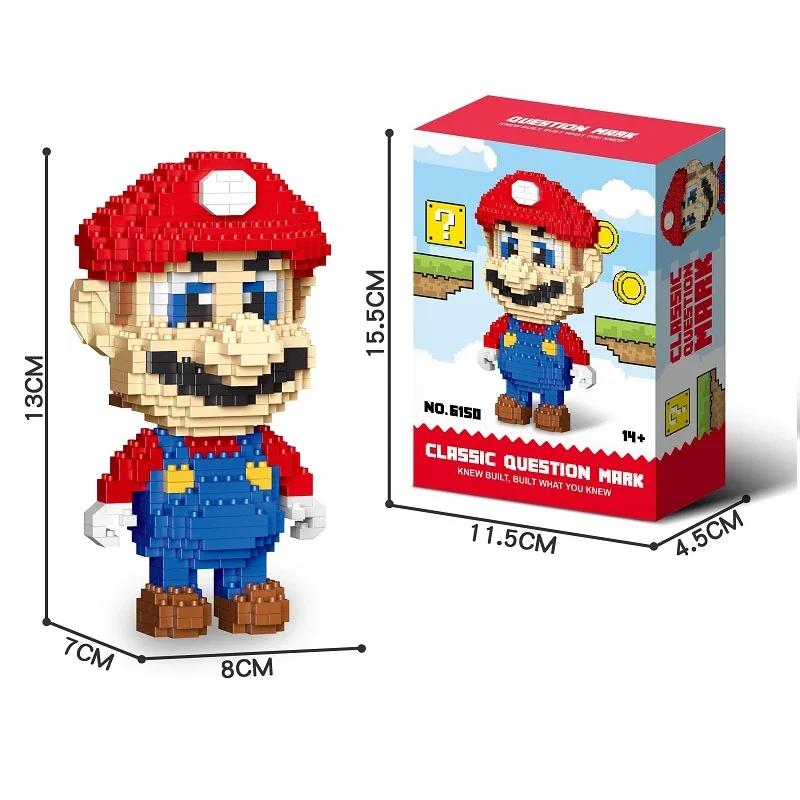 Cartoon Character Blind Box Building Blocks - Luigi & Yoshi Figures Small Particle Blocks Model Dolls For Kids Assembled Toy Gif