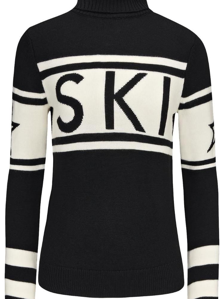 

Элегантный Харадзюку Осень/Зима Новый Жаккардовый Вязаный Свитер с Буквенной Полосой Модный Высокий Воротник Приталенный Трендовый Женский Свитер S чёрный