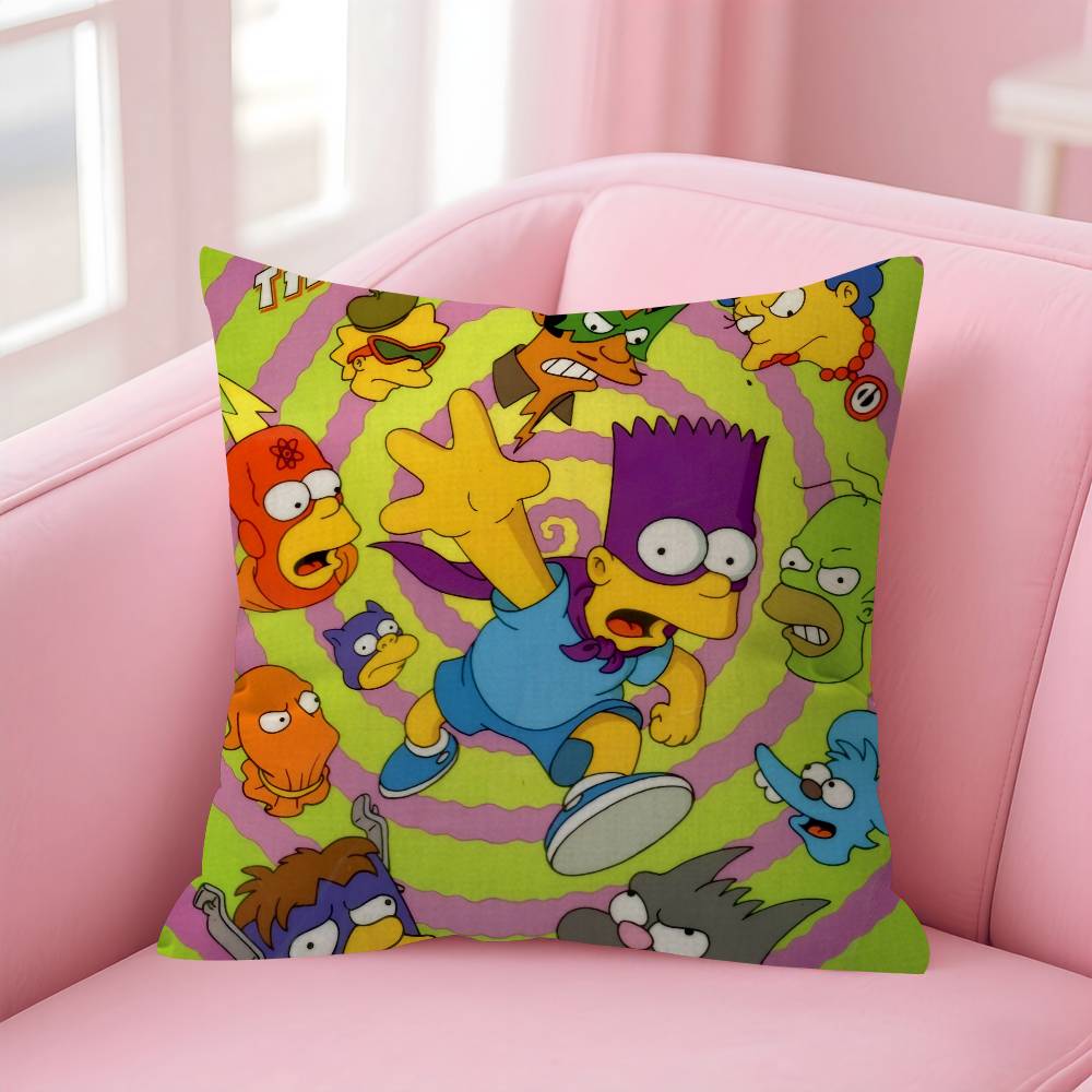 Cushion Cover Car Throw Pillow Case For Sofa Car Christmas Gift Anime The Movie S-Simpsons-S