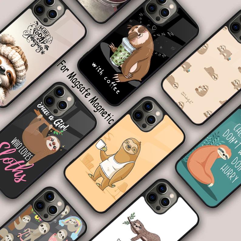 Sloth Cute Animal Magnetic Phone Case For APPLE iPhone 17 Air 16 14 13 12 Pro Max 15 Plus Wireless Charge With MagSafe Cover