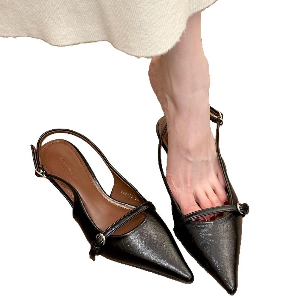 Premium Commuting! Temperament Pointed Buckle Word With Empty Sandals Women'S Spring Stiletto Shoes