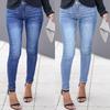 Women Newest Slim Stretch Jeans Solid Color Skinny Pencil Pants Ladies Full Length Denim Jeans