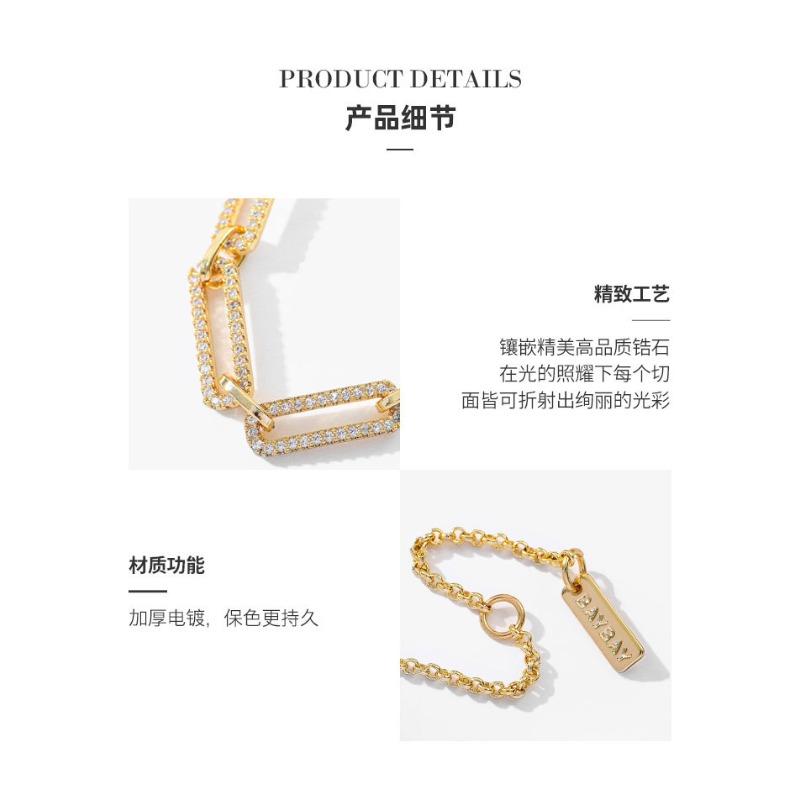 Copper inlaid zirconium electroplating color-preserving chain bracelet women, exquisite fashion cold wind summer jewelry treatment