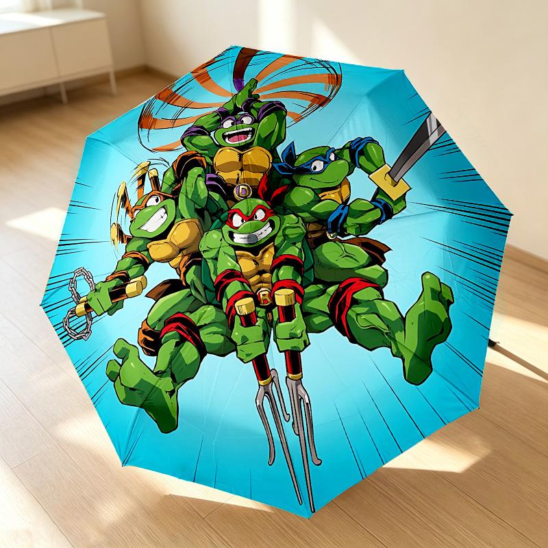 Mutant Turtles 8 Ribs 3Fold Black Glue Uv Protection Umbrella Sun Protection Rainproof Compact Folding Umbrella For Travel Daily Use C923625