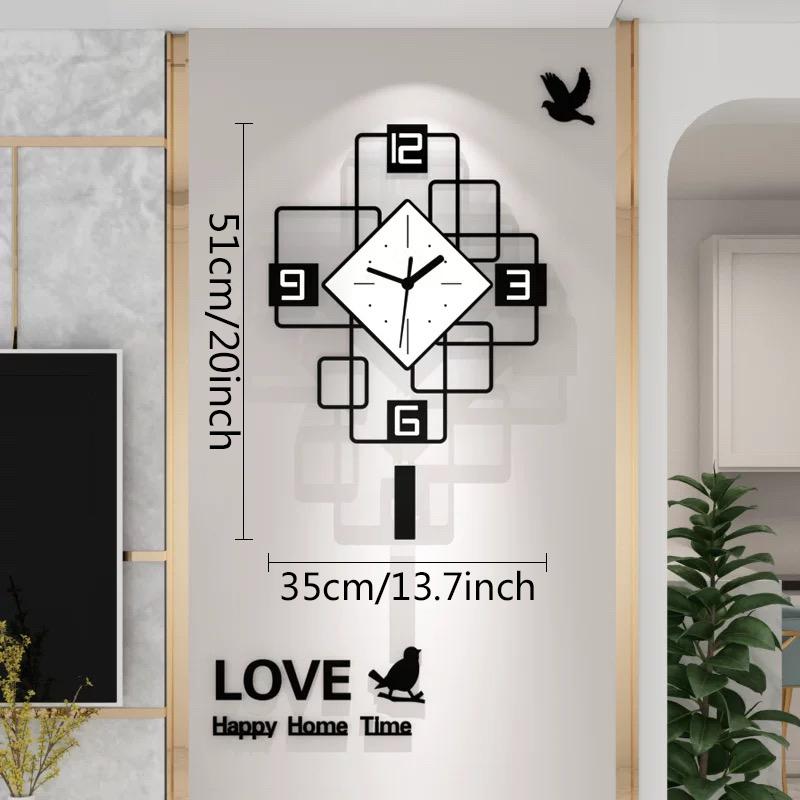 

Large Swinging Clock Art Decoration for Living Room Luxury Home Decor Creative Entrance Wall Clock for Restaurant (WHITE,20 inch) білий