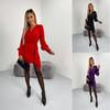Autumn/Winter 2024 Long Sleeve V-Neck Zipper Dress for Women