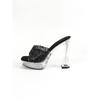 New 12CM Fashion Wedding Sexy Car Model Transparent Nightclub Thick Heel Crystal Square Head Non-slip